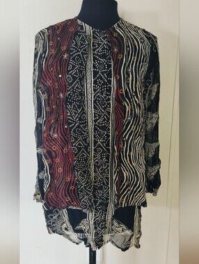 Printed Black and Burgundy Lightweight Women's Blouse